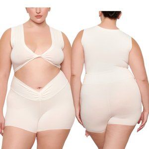 SKIMS Twist Crop Top Marble Cotton Jersey Womens 4X